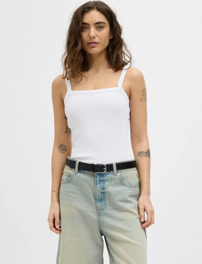 JJXX Jxfifi Str Sl Rib Top Jrs Sn White XL
