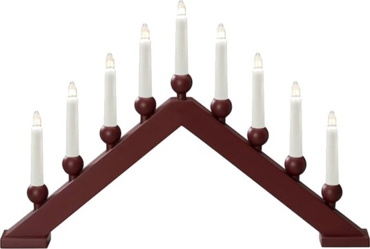Adventstake Gnosjö Konstsmide 9 Lys Tre Matt Mørkerød