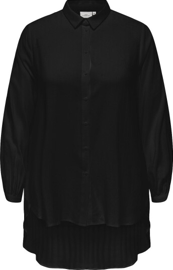 Only Carmakoma Lang skjorte carFreyja L/S Long Shirt Wvn Svart