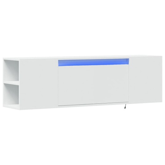 Vegghengt TV-benk med LED hvit 135x31x39,5 cm Vegghengt TV-benk med LED hvit 135x31x39,5 cm