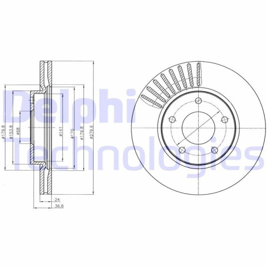 Bremseskive DELPHI BG4282C Bremseskive DELPHI BG4282C