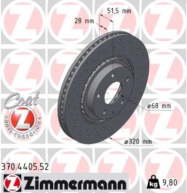 Bremseskive ZIMMERMANN 370.4405.52 Bremseskive ZIMMERMANN 370.4405.52