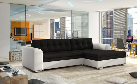 Seksjon Eltap Conforti 275x165x78 cm Sawana 14 Soft 17 Svart Hvit Høyre