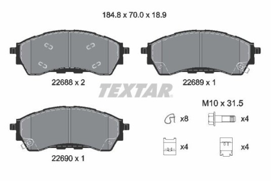 Bremseklosser TEXTAR 2268801 Bremseklosser TEXTAR 2268801