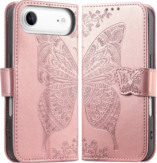 Trolsk Lommebokdeksel med Sommerfugl (iPhone Air) Roségull