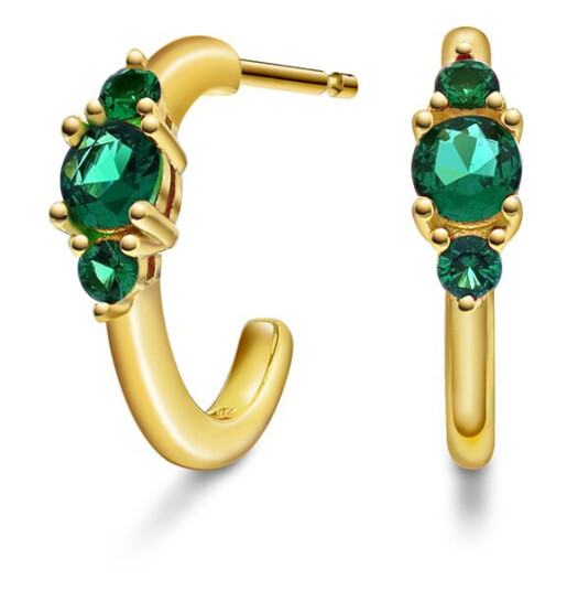 Pan Jewelry Rio Radiance øredobber i forgylt 925 sølv med grønn zirkonia