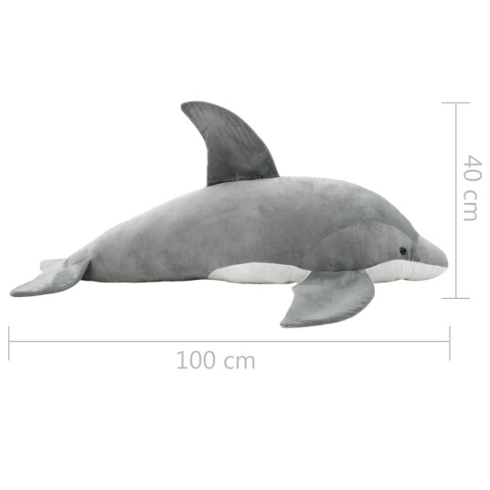 Lekedelfin i plysj grå Lekedelfin i plysj grå