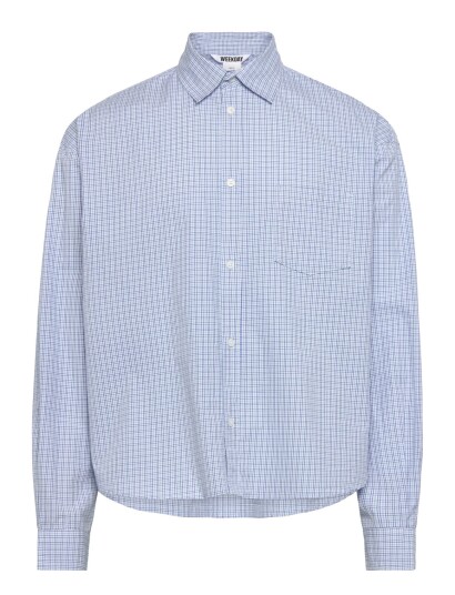 Weekday Boxy Long Sleeved Cotton Poplin Shirt   Blue   M