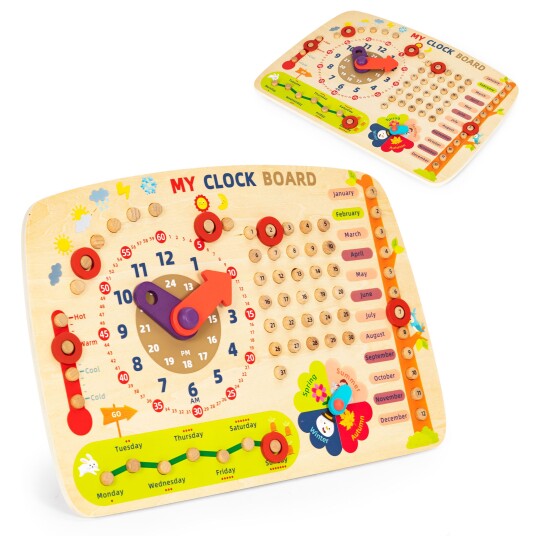 Tre manipulasjonsbrett for barn kalender klokke ECOTOYS Tre manipulasjonsbrett for barn kalender klokke ECOTOYS