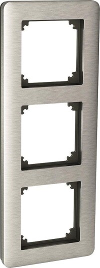 Schneider Electric Exxact Solid Kombinasjonsramme stål 3 rom, Strømbrytere & vegguttak