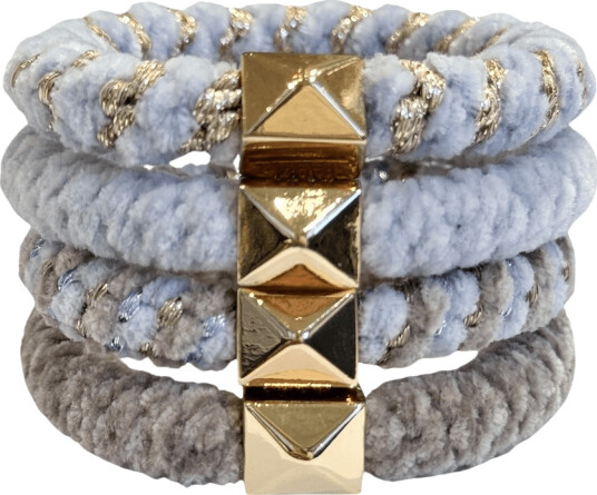 DARK Fluffy Fat Hair Tie Cool Blue Mix 4pk