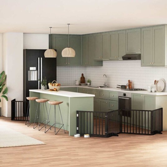 Vidaxl Hundeport Sammenleggbar 6 Paneler Svart 480 cm Poppeltre