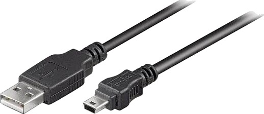 Pro USB A USB Mini B kabel 1m svart Pro USB A USB Mini B kabel 1m svart