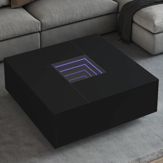 Salongbord med Infinity LED svart 100x100x40 cm 3284043