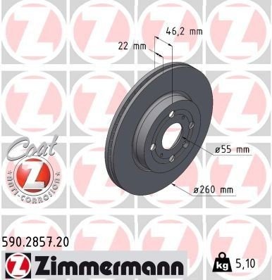 ZIMMERMANN 590.2857.20 Bremseskive