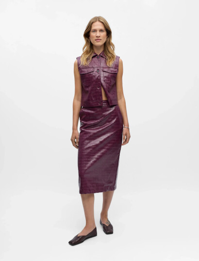 Object Objsalva Hw Pencil Pu Skirt E Aw Fair 25   Burgundy   42