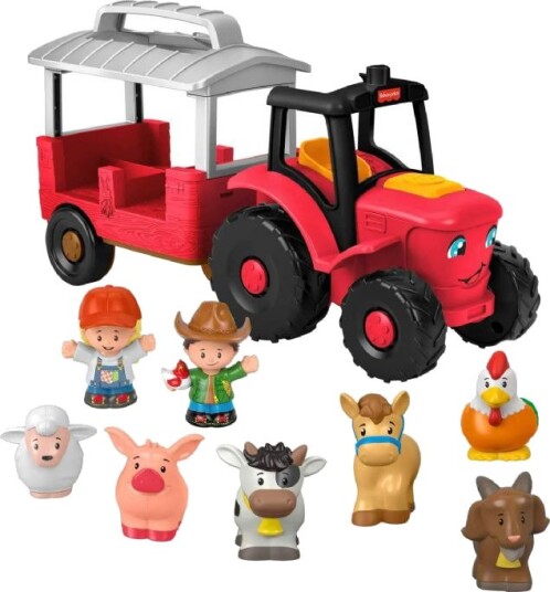 Fisher Price Little People Caring For Animals Tractor Gift Set Musical Farm Truck With Figures Red ONE SIZE