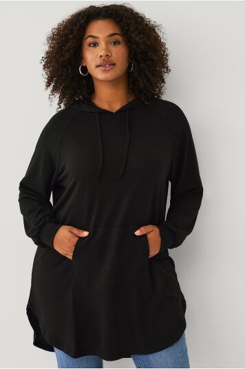Ellos Plus Collection Lang genser med hettegenser Svart