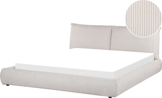 Dubbelsäng Beliani Vinay med lamellram Beige, 160x200 cm Ljusbeige 180x200 - Dubbelsäng Beliani Vinay med lamellram Beige, 160x200 cm Ljusbeige 180x200 -