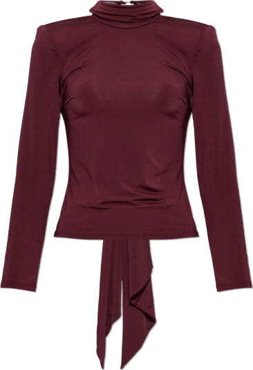 ROTATE Long Sleeved Scarf Top Burgundy 36