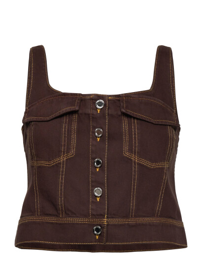 STINE GOYA 2251 Denim, Cropped Denim Bustier - Brown - M STINE GOYA 2251 Denim, Cropped Denim Bustier - Brown - M
