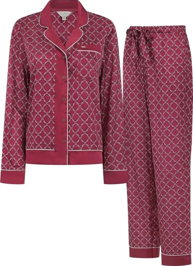 Ted Baker London Bianka Long Monogram Printed Pyjama Set DRY ROSE XS