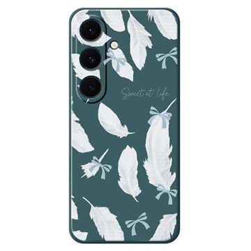 Samsung Galaxy S25 FE Fjærmønster TPU deksel Grønn