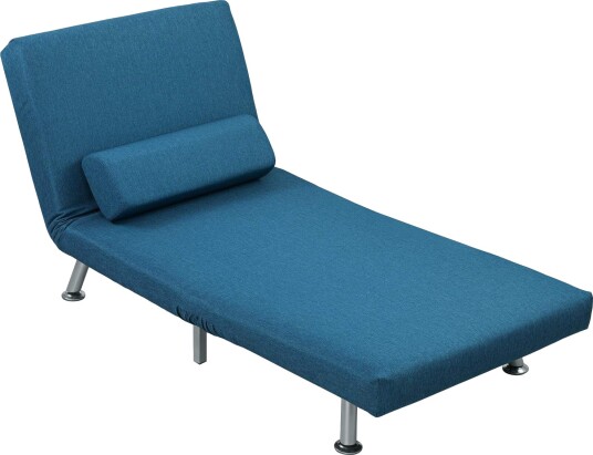 Sammenleggbar lenestol med sengefunksjon sammenleggbar avslapningsstol i linlook justerbar ryggstøtte 75 x 70 x 75 cm blå