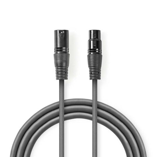 Nedis DMX XLR Adapterkabel 5m Mørk Grå Nikkelbelagt Rund PVC Nedis DMX XLR Adapterkabel 5m Mørk Grå Nikkelbelagt Rund PVC