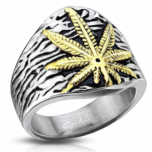 Cannabis herre ring i rustfritt stål Cannabis herre ring i rustfritt stål