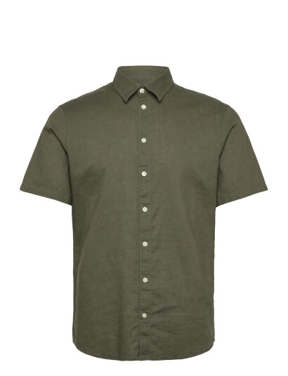 Casual Friday Cfaksel Ss Linen Mix Shirt   Khaki green   S