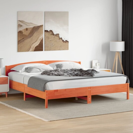  Sengeramme med hodegavl voksbrun 180x200 cm heltre furu 8721012430365