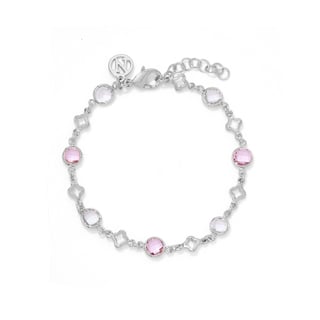 Nora Norway Clover Bracelet Silver Pink Nora Norway Clover Bracelet Silver Pink