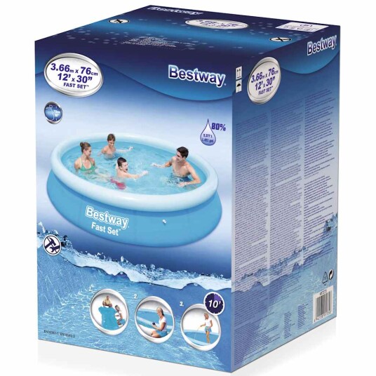 Bestway Oppblåsbart svømmebasseng Fast Set rundt 366x76 cm 57273 Bestway Oppblåsbart svømmebasseng Fast Set rundt 366x76 cm 57273