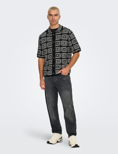 ONLY & SONS Onsbart Rlx 5 Ss Shirt Knit Noos Black XL