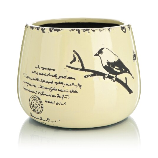 Potte m/dekor gul H:15 Ø:19cm