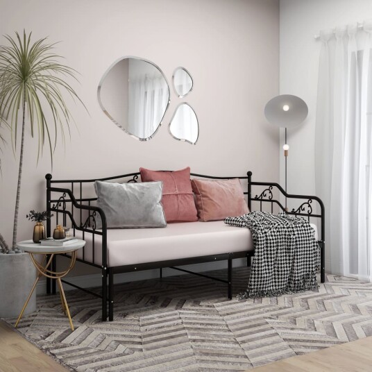 vidaXL Uttrekkbar ramme til sovesofa svart metall 90x200 cm vidaXL Uttrekkbar ramme til sovesofa svart metall 90x200 cm