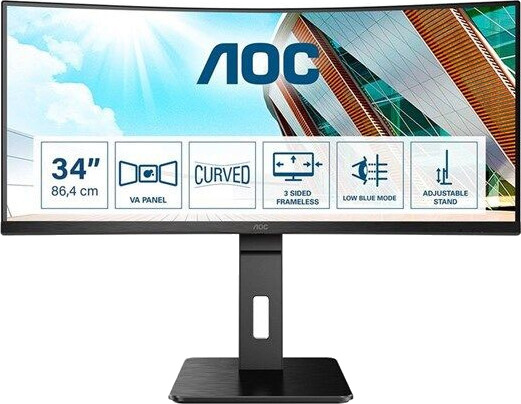 AOC CU34P2A 34" Ultrawide VA Skjerm 3440x1440 100Hz Buet med Høyttalere AOC CU34P2A 34" Ultrawide VA Skjerm 3440x1440 100Hz Buet med Høyttalere