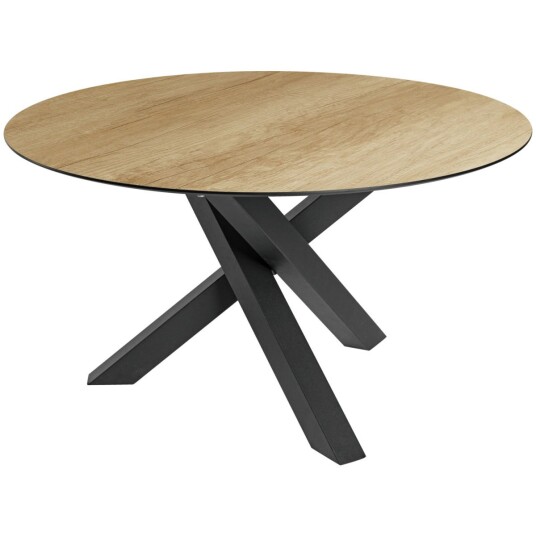 VEGA Bord Gwin; 130x72 cm ØxH; Bordplate Eik/Natur Ramme Svart; Rund