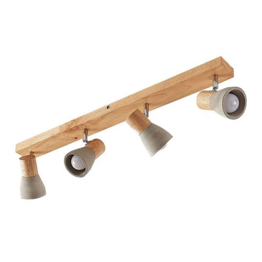 Lindby Spotlight Filiz av tre og betong, 4 lyskilder Lindby Spotlight Filiz av tre og betong, 4 lyskilder