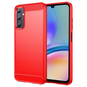Samsung Galaxy A05s Børstet TPU Deksel Karbonfiber Rød