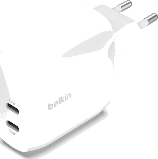 Belkin BoostCharge Pro 60W USB-C Vegglader med Hurtiglading Hvit Belkin BoostCharge Pro 60W USB-C Vegglader med Hurtiglading Hvit