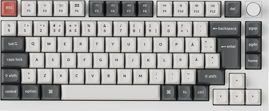 Keychron Q1 Ultra Gaming Tastatur Trådløs 75% POM Red Brytere Hvit