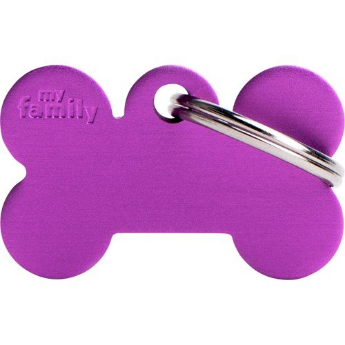 Myfamily ID-brikke Aluminium til Hund - Lilla - 38x25 mm