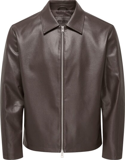 ONLY & SONS Onsrem Pu Jacket Otw Vd Brown L