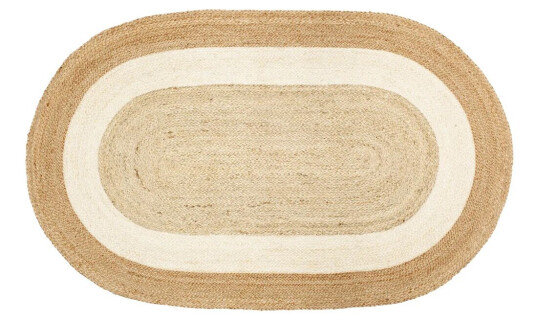 Dixie Elin striped oval juteteppe 92 x 150 cm Naturlig