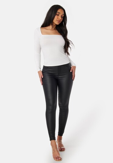 Happy Holly Freja push-up coated treggings Black 40R