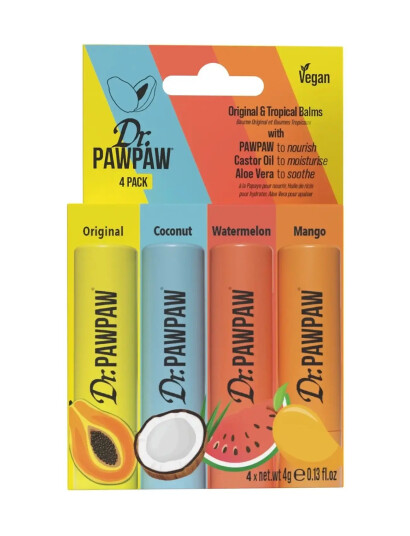 Dr.PawPaw Dr.pawpaw Original & Tropical Balms 4 Pack With Original Coconut Watermelon & Mango Nude 16 G Dr.PawPaw Dr.pawpaw Original & Tropical Balms 4 Pack With Original Coconut Watermelon & Mango Nude 16 G
