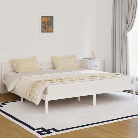 vidaXL Sengeramme heltre furu 200x200 cm hvit