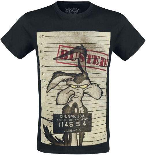 Looney Tunes T-skjorte Coyote Mugshot S til 5XL Herrer svart